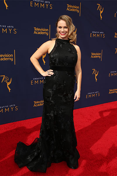 Andrea Barber on the red carpet at the 2018 Creative Arts Emmy Awards