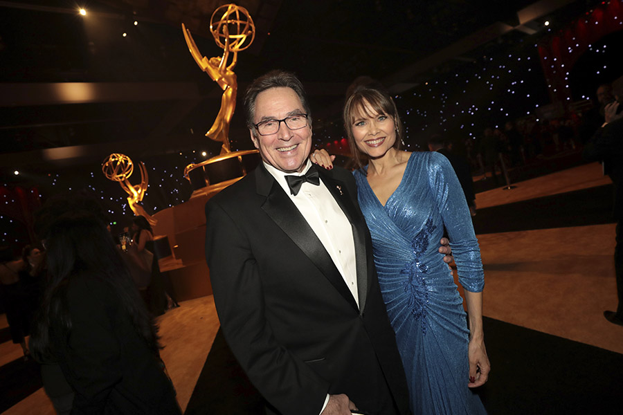 Television Academy governor David Plakos and Theresa Plakos at the 75th