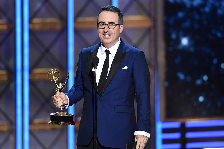 John Oliver accepts his award at the 69th Primetime Emmy Awards