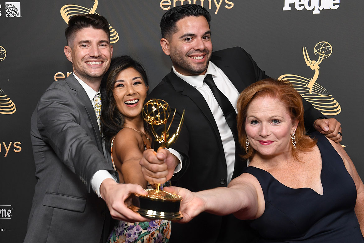 Kenny Holmes, Hetty Chang, Jeremy Bermuda and Mary Harris backstage