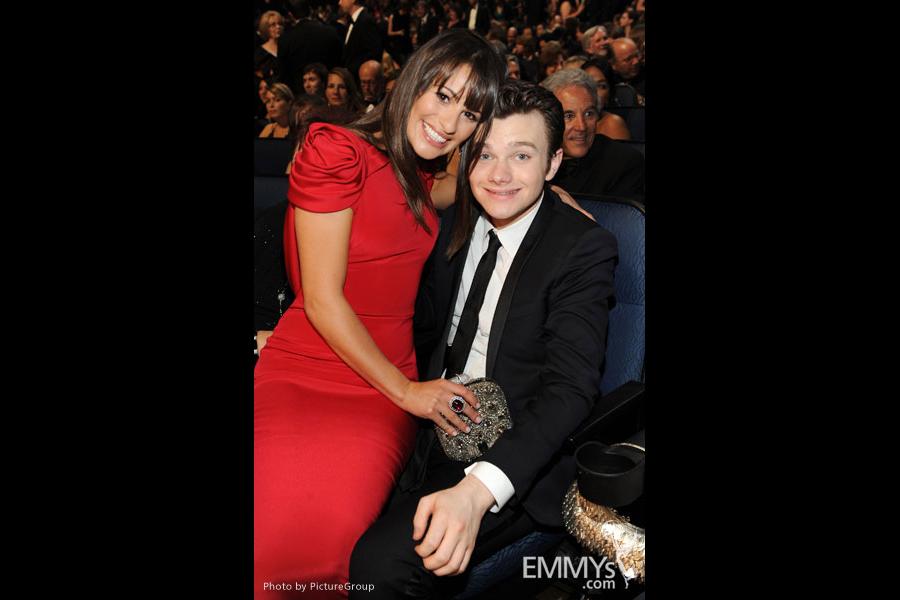 Lea Michele L and Chris Colfer in the audience Television Academy