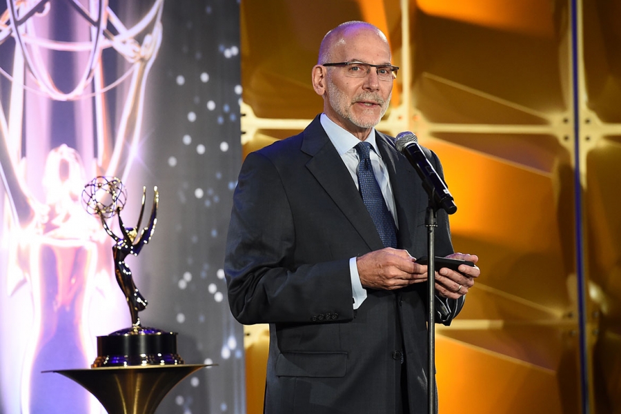 Rick Dempsey, Jeff Miller, Brian Sanders, and Andy Aherne with their award  for Disney Global Localization at the 69th Engineering Emmy Awards at the  Loews Hollywood Hotel on Wednesday, October 25, 2017