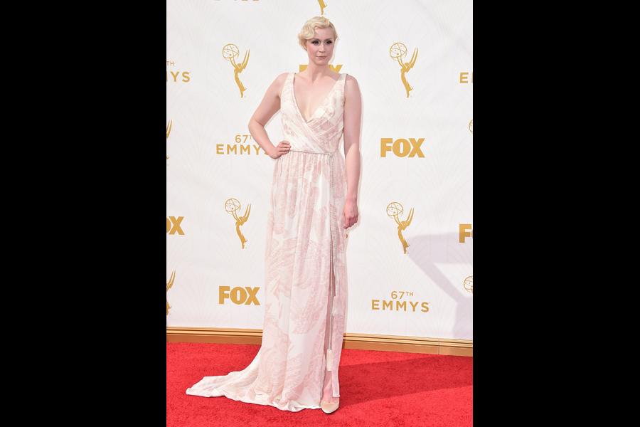 Gwendoline Christie on the red carpet at the 67th Emmy Awards.