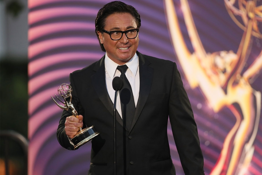 Tony Shin accepts the Live Coverage of an Unscheduled News Event Emmy for  NBC4's South Fire during the 74th Los Angeles Area Emmy Awards at the  Television Academy Plaza on Saturday